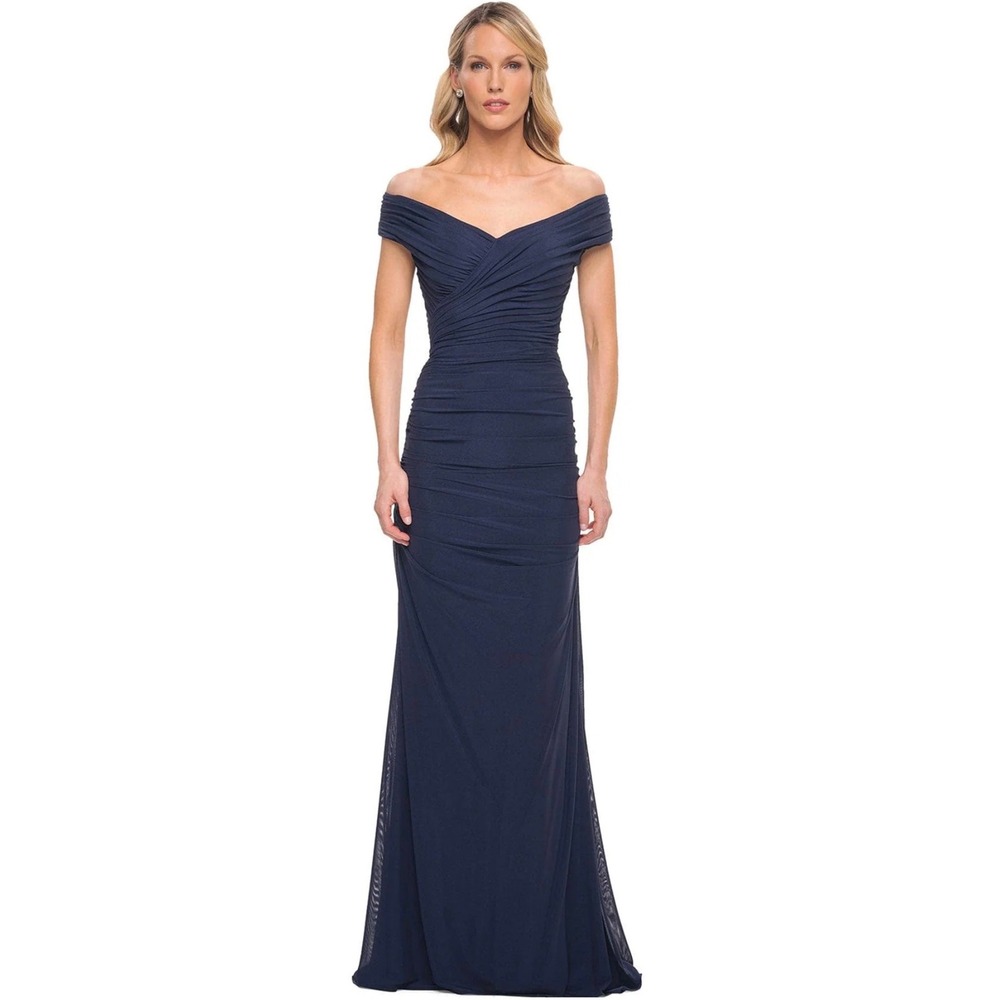 New! La Femme 30363 - Long Ruched
Jersey Dress Navy Sz 4 $378